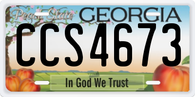 GA license plate CCS4673