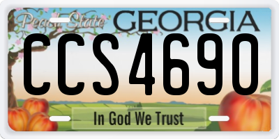 GA license plate CCS4690