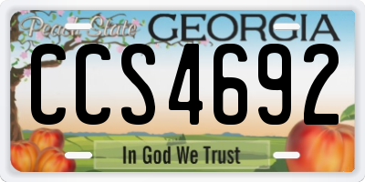 GA license plate CCS4692