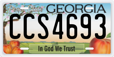 GA license plate CCS4693