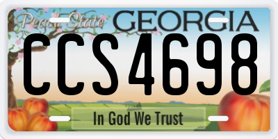 GA license plate CCS4698