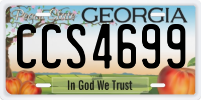 GA license plate CCS4699
