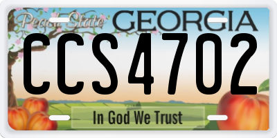 GA license plate CCS4702