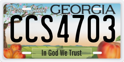 GA license plate CCS4703