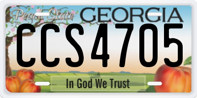 GA license plate CCS4705