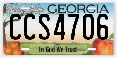 GA license plate CCS4706