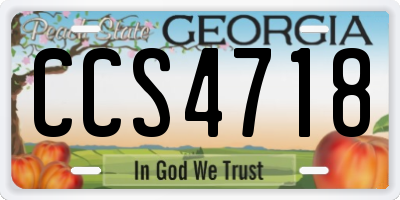 GA license plate CCS4718