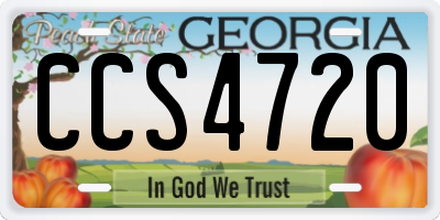 GA license plate CCS4720