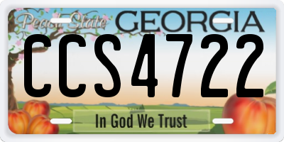 GA license plate CCS4722
