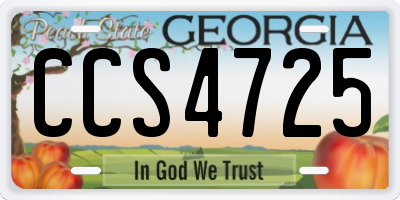 GA license plate CCS4725