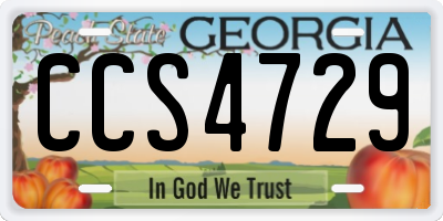 GA license plate CCS4729