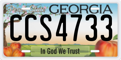 GA license plate CCS4733