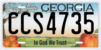 GA license plate CCS4735