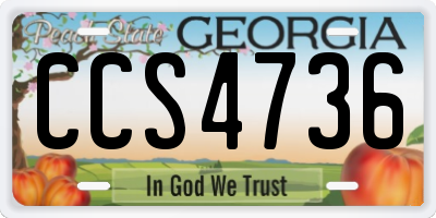 GA license plate CCS4736