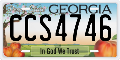 GA license plate CCS4746