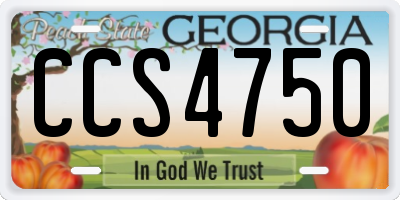 GA license plate CCS4750