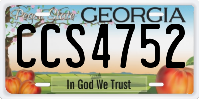 GA license plate CCS4752