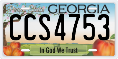 GA license plate CCS4753