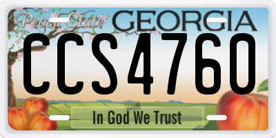 GA license plate CCS4760