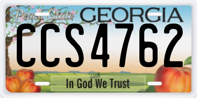 GA license plate CCS4762
