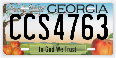 GA license plate CCS4763