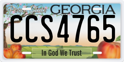 GA license plate CCS4765
