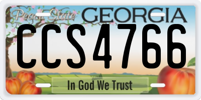GA license plate CCS4766