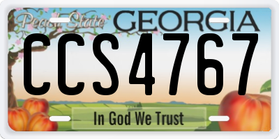 GA license plate CCS4767