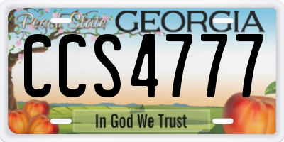 GA license plate CCS4777