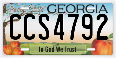 GA license plate CCS4792