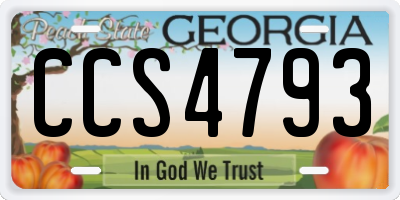 GA license plate CCS4793