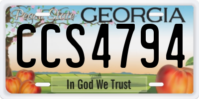 GA license plate CCS4794