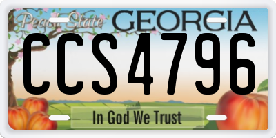 GA license plate CCS4796