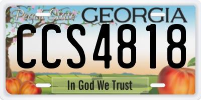 GA license plate CCS4818
