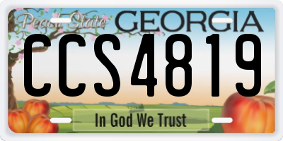 GA license plate CCS4819