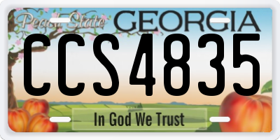 GA license plate CCS4835