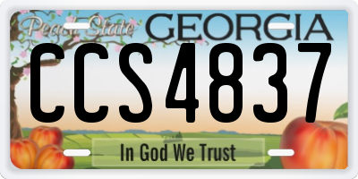 GA license plate CCS4837