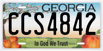 GA license plate CCS4842