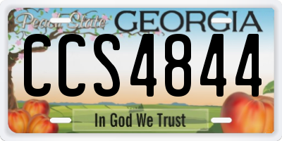 GA license plate CCS4844