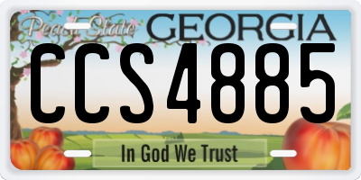 GA license plate CCS4885