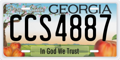 GA license plate CCS4887