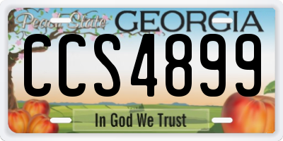 GA license plate CCS4899