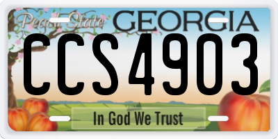 GA license plate CCS4903