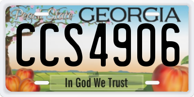 GA license plate CCS4906
