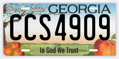 GA license plate CCS4909