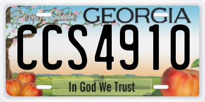 GA license plate CCS4910