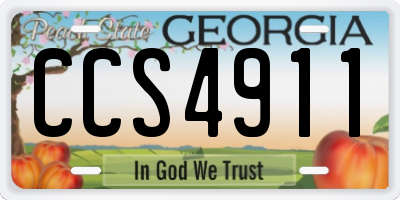 GA license plate CCS4911