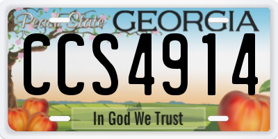 GA license plate CCS4914