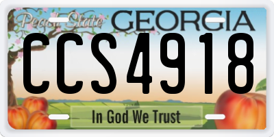 GA license plate CCS4918