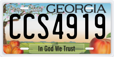 GA license plate CCS4919